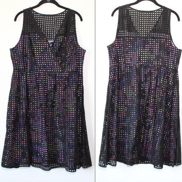 NWT Lane Bryant Perforated Eyelet Dress Black Multicolor Plus Size 18 H12952 - Picture 11 of 11